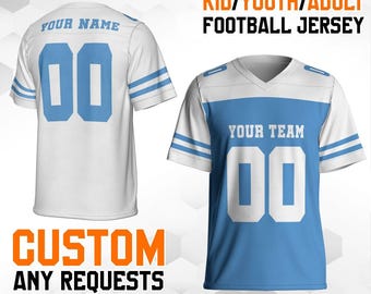 Custom Football Jerseys honor blue color—Personalized Stitched Name Number Logo, Team Sports Uniforms Mesh Shirt, Party Gifts for Men Wome