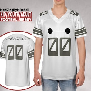 Personalizza la maglia da football Disney Baymax, collezione di maglie da football personalizzate per adulti, bambini e ragazzi. Scegli lo stile, outfit Disney.