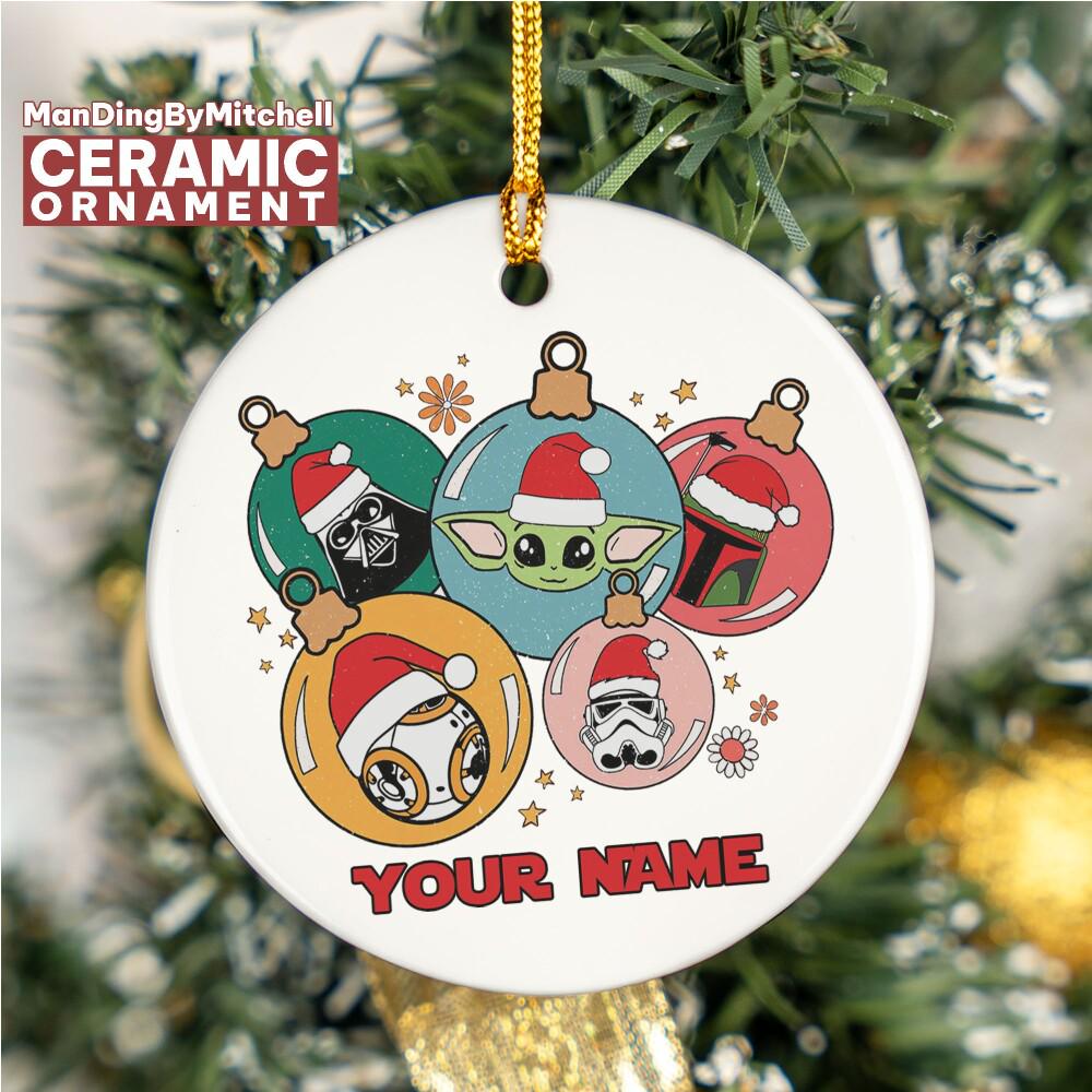 Discover Custom Funny Christmas Starwars Ceramic Ornament, Custom Ornament