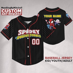 Personalize Spidey And His Amazing Friends Cute NDB73, Custom Spidey Baseball Jersey Kids, Youth, Adult, Spidey Birthday Jersey