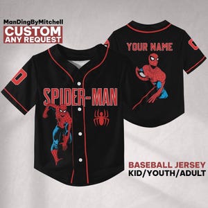 Personalisieren Disney Amazing Spider Man Vintage Klassisch Schwarz Kein Gestreift, Benutzerdefinierte Spider-Verse Team Shirt, Disney Baseball Outfit für Fans