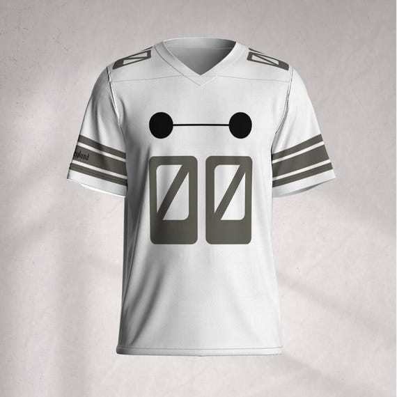 Personalize Disney Baymax Cute Football Jersey, Custom Adult Kid