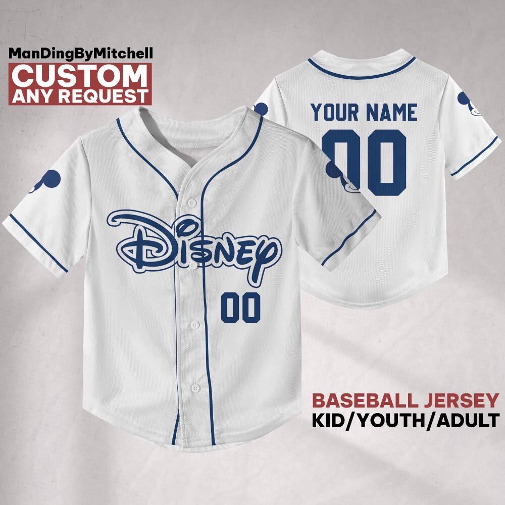 Personalize Disney Simple Awesome White, Custom Kid Youth Adult Baseball Family Team Jersey, Disneyland Cute Birthday Gift