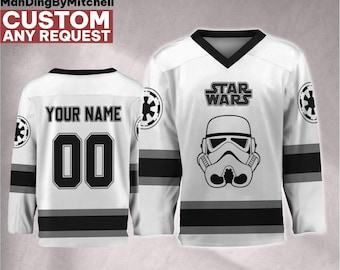 Personalize Star Wars Stormtrooper White Black Hockey Jersey, Kid Adult Matching Hockey Jersey, Gift for Star Wars Fans