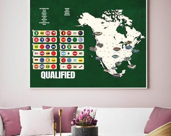 Canvas Soccer WC 2026 Green Background, World Soccer Fever Wall Art, Modern Canvas Decor for Fans, Global Soccer Championship Canvas Art, Vi