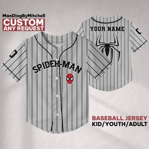 Personalisieren Sie Spiderman gestreiftes schwarzes Baseballjersey, Kundenspezifisches Jungen-Mädchen, Name Kinderhemd, Disneyland-Familien-Matching-Jersey