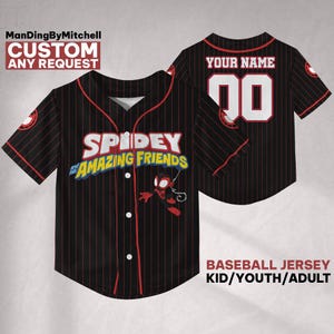 Personalize Spidey And His Amazing Friends Miles Morales Baseball Jersey, Custom Boy Girl, Disneyland Family Matching Jersey