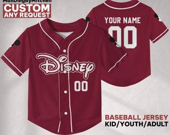 Personalize Disney Simple Awesome Maroon, Custom Kid Youth Adult Baseball Family Team Jersey, Disneyland Cute Birthday Gift
