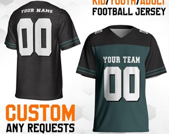 Custom Football Jerseys green n black color—Personalized Stitched Name Number Logo, Team Sports Uniforms Mesh Shirt, Party Gifts for Men W