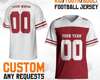 Personalized Team Name & Number Football Jersey red color Shirt For Adult Kid, Custom Football Jersey Shirt, Game Day Outfit For American Fo