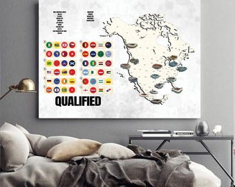 Canvas Soccer 2026 white background, World Soccer Fever Wall Art,  Modern Canvas Decor for Fans, Soccer Stadium Atmosphere Canvas, Internati