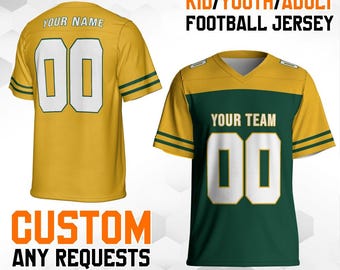 Personalized Team Name & Number Football Jersey green color Shirt For Adult Kid, Custom Football Jersey Shirt, Game Day Outfit For American