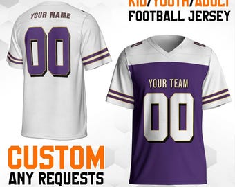 Personalized Team Name & Number Football Jersey purple color Shirt For Adult Kid, Custom Football Jersey Shirt, Game Day Outfit For American