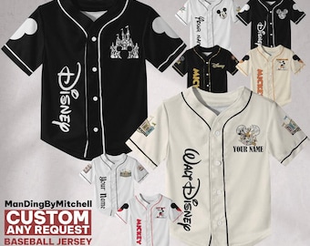 Custom Disney Baseball Jersey Team Disneyland, Kid Youth Adult Disney Shirt, Disneyworld Trip Outfit, Gift for Disney Fans