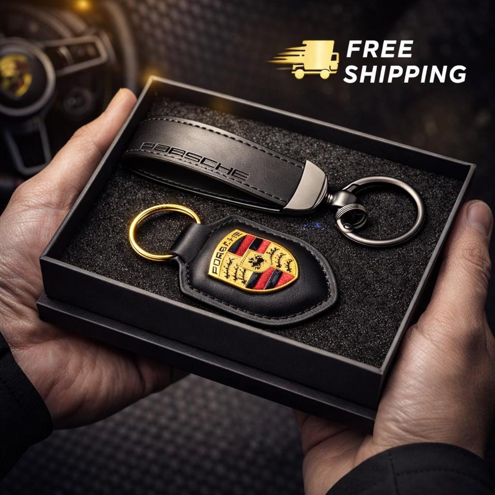 In Stock Porsche Car Logo Keychain Zinc Alloy & Leather Material In Stock Porsche Car Logo Keychain Zinc Alloy & Leather Material