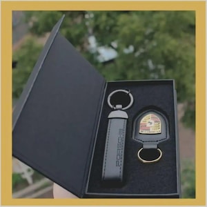 For Porsche Leather Keychain: Car Crest Key Ring - German Made