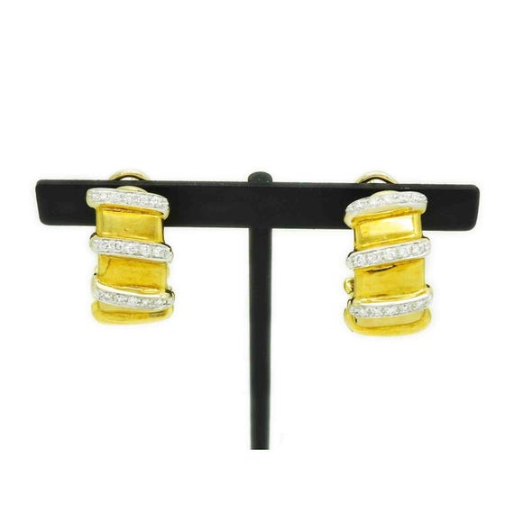 Roberto Coin Diamond 18k Vintage Estate Hoop Earrings