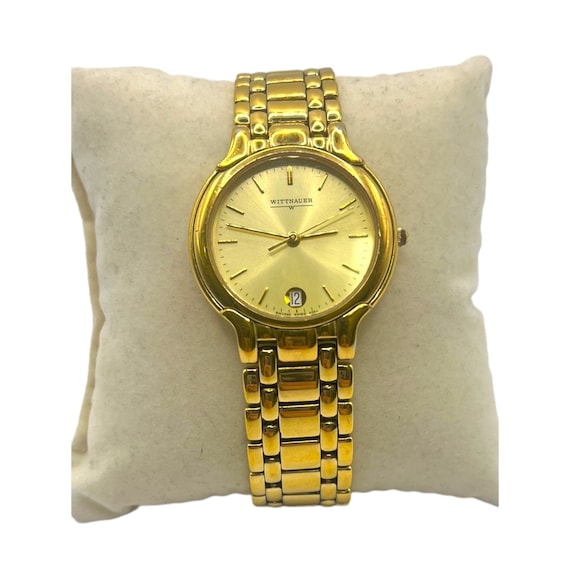 Wittnauer Gold Tone Men's Watch Swiss Made SW2586 Round Two