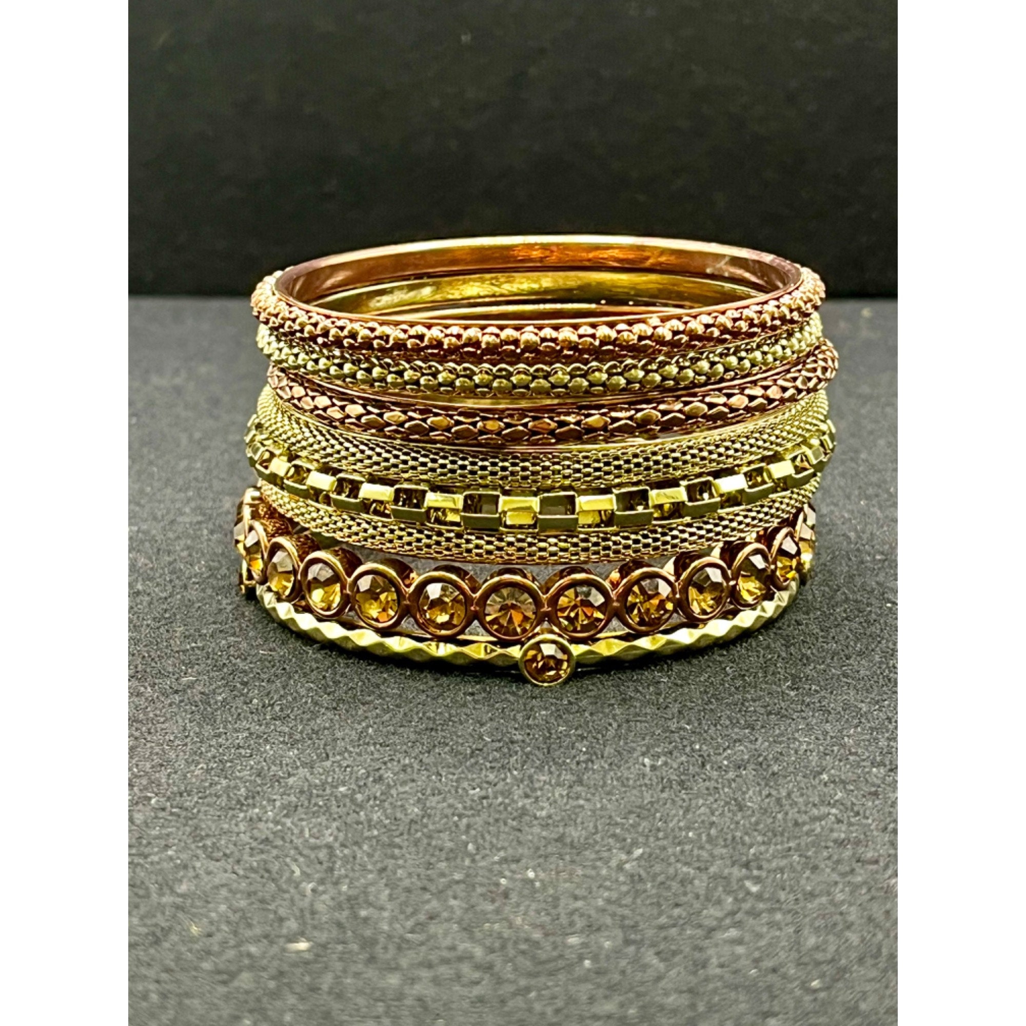 R.J. Graziano Gold Bronze Tone Metal Bangle Bracelets Set of