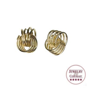 14k Gold Twisted Knot Spiral Circle Stud Earrings