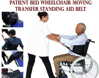 Gait Belt Patient Transfer Belt, Elderly Mobility Aid for Wheelchair and Bed Transfers, Home Care, Rehab & Floor Assistance Support Strap