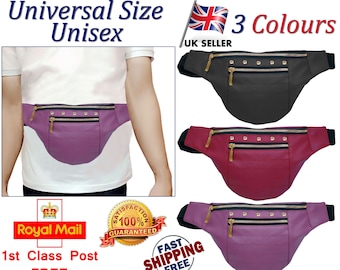 Ladies Leather Bum Bag Studded, Women Waist Fanny Pack Crossbody Hip Bag for Travel & Sports, Adjustable Leather Waist Pouch
