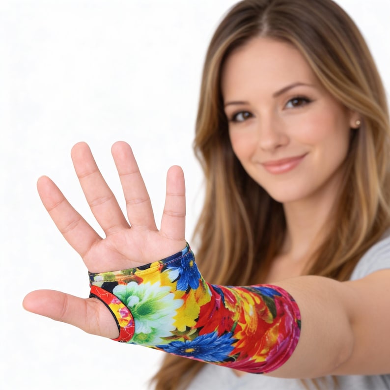 Floral Wrist Compression Sleeves Set of 2, Wrist Support Brace Covers ...