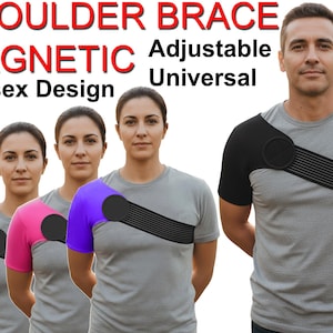 Cinta de suporte para ombro em neoprene, alça ajustável para alívio da dor no ombro em casos de lesões, artrite, luxação, recuperação esportiva, suporte magnético. imagem 1