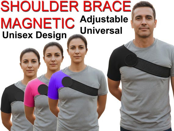 Shoulder Support Brace Neoprene, Adjustable Shoulder Pain Relief Strap for Injury, Arthritis, Dislocation, Sports Recovery, Magnetic Support