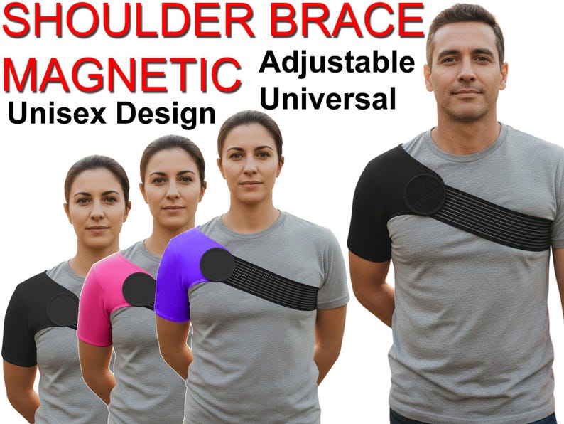 Cinta de suporte para ombro em neoprene, alça ajustável para alívio da dor no ombro em casos de lesões, artrite, luxação, recuperação esportiva, suporte magnético. imagem 1