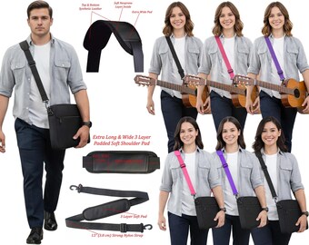 Adjustable Padded Shoulder Strap – LTG PRO Replacement for Travel Bags, Briefcases, Gym and Laptop with Buckle - Faux‑Leather Pad