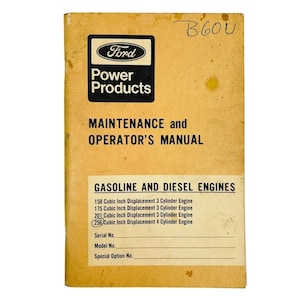 Ford Power Products Maintenance Operator's Manual 1974 Gasoline Diesel Engines