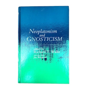May include: A hardcover book titled Neoplatonism and Gnosticism, edited by Richard T. Wallis and associate editor Jay Bregman. The cover features a vertical gradient transitioning from deep blue at the top to bright green at the bottom.