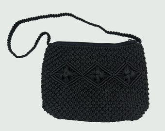handcrafted macrame shoulder bag-black