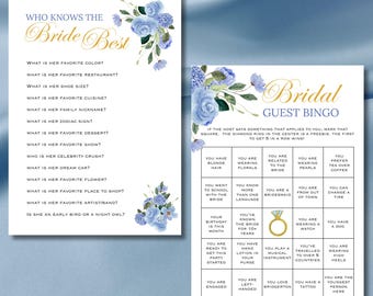 Editable Bridgerton Inspired Bridal Shower 10 Game and Activity Bundle, Bridgerton Blue, Customizable Regency Era Games, Digital Download