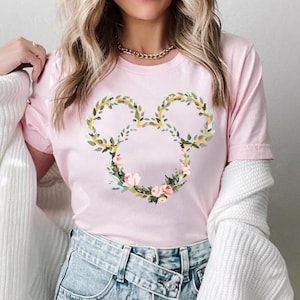 Mickey Head Flowers Shirt, Floral Mickey Head Shirt, Mickey Mouse Shirt, Mickey Flowers Tshirt, Disney Flowers Shirt, Disney Vacation Shirt