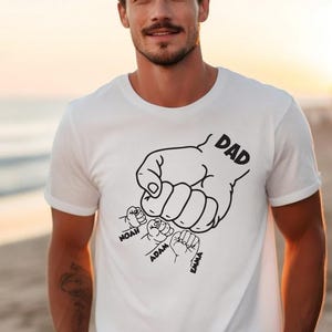 Fist Bump Dad Shirt, Father&#39;s Day Gift, Shirt For Father, Best Dad Gift, Custom Dad And Childs Shirt, Dad Shirt With Kids Names, Cool Dad