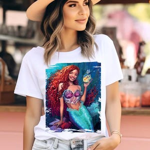 Little Mermaid Inspired Shirt - Red Haired Mermaid Graphic Tee - Ocean Fantasy Princess Shirt - Underwater Sea Life Shirt for Kids or Adults