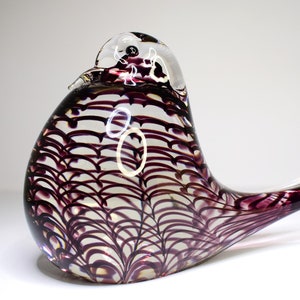Signed Authentic Murano Fenicio Large Glass Bird / Pigeon / Dove | Franco Bottaro |  Festooned | Plumed | Feathered Art Glass | Wedding Gift