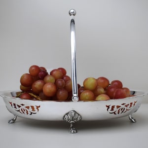Edwardian / Early Art Deco Fruit Tray | Silver Plated & Hallmarked Bridal Basket | Ornate Claw / Paw Footed Platter