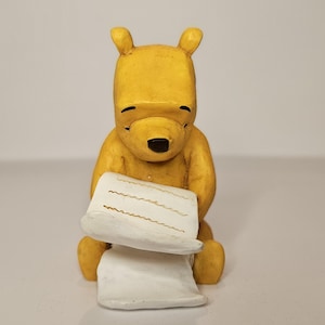 Winnie-the-Pooh with Scroll Ornament | Disney | Made in China | Classic Resin Figurine | Great gift for vintage figure collectors!