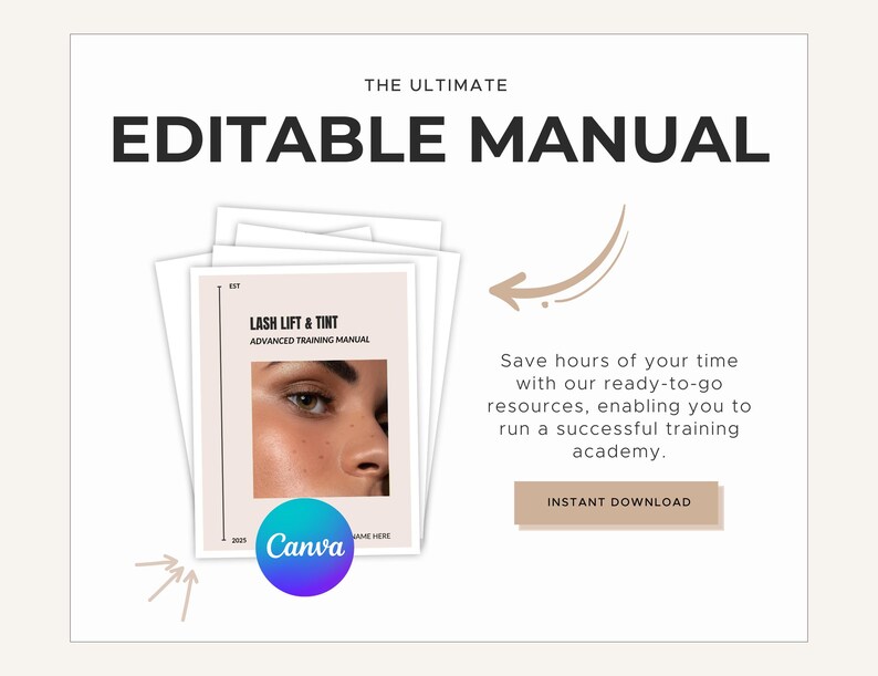 Lash Lift and Tint Training Manual Editable Canva | Lash Technician ...