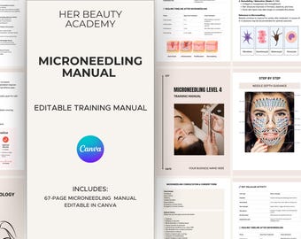 Microneedling Training Manual | Full Aesthetics Course Content | Editable Canva Course | Salon and Academy Ready