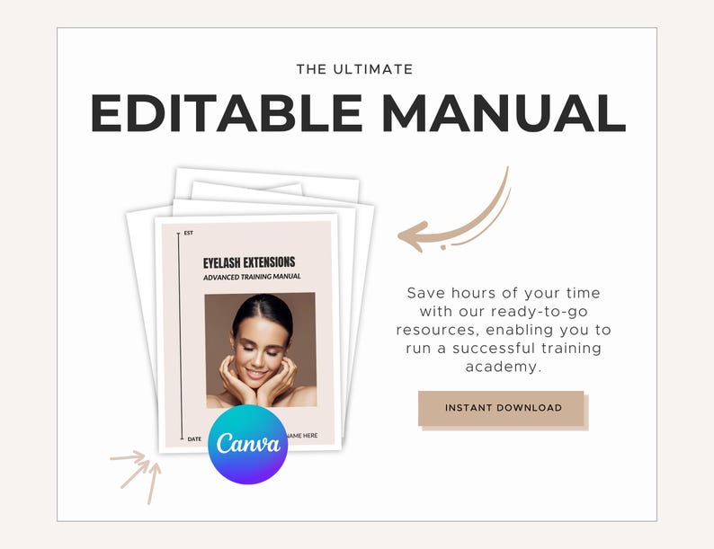 Eyelash Extensions Training Manual Editable Canva | Lash Technician ...