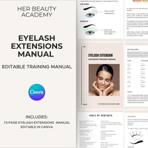 Eyelash Extensions Training Manual -Editable Beauty Course Template – Digital Beauty Certificate Training Canva Manual