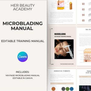 Editable Microblading Training Manual: PMU Course Guide Canva Template (PDF Download)