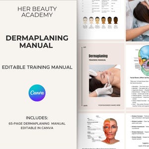 Dermaplaning Training Manual | Editable Canva Course Guide PDF | Beauty & Aesthetics Facial Manual Level 3 4 Instant Download