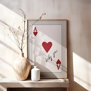 Arte de parede de cartas de baralho Lucky You, pôster de cartas Lucky You, impressão de cartas Lucky You, arte digital retrô e moderna Lucky You, pôster de cartas Lucky You