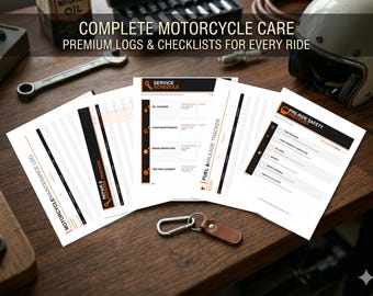 Servicio de mantenimiento de motocicletas, combustible, seguimiento de gastos / Lista de verificación de seguridad (PDF digital)