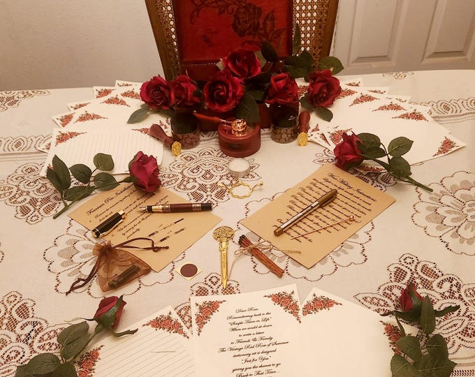 Vintage Red Rose of Summer Stationery Gift Box~